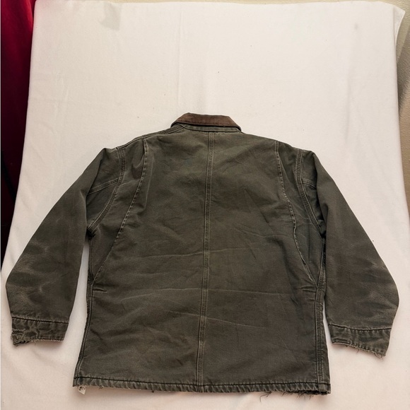 Vintage Distressed Carhartt Jacket Large Green Duck Canvas Blanket Lined CO2MOS - Picture 11 of 11